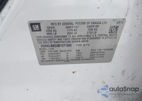 2011 Chevrolet Equinox Ls from USA, damaged, VIN 2GNALBEC0B1271066